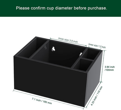 Cup Holder With Marker Slot, Party Dispenser Acrylic Organizer, Mark Your Drink Caddy, Modern Bar Counter Decor, Black