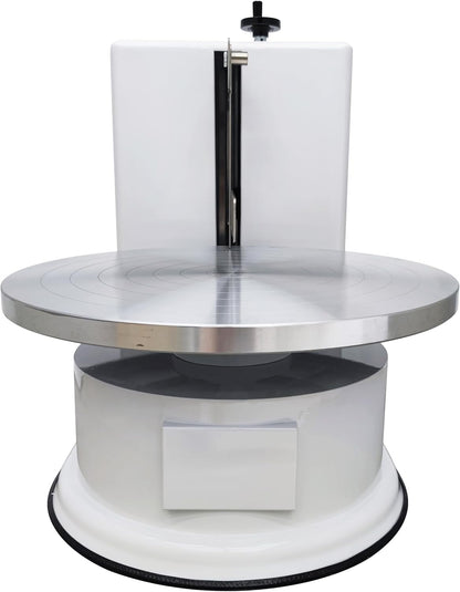 TECHTONGDA Cake Decorating Coating Machine Cream Spreading Automatic Frosting Turntable with Graduated Scraper for 4-16inch Cakes 40-180RPM Rotating Speed White