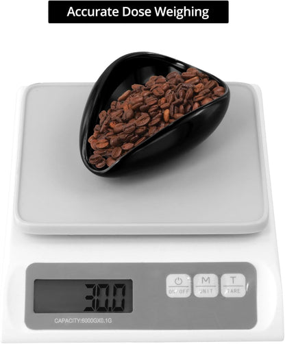 QWORK Coffee Bean Dosing Cup and Spray Bottle Kit - Ceramic Tray with Aluminum Glass Sprayer and Spoon for Baristas and Espresso Enthusiasts