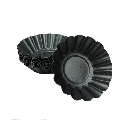 12 Pack Egg Tart Pan, Non-stick Carbon Steel Tartlet Tins, Mini Pie Mould, Muffin Cupcake Pudding Baking Cup Maker - for Pies, Chinese Egg Tart, Cakes (Big Size 3"x 0.9")