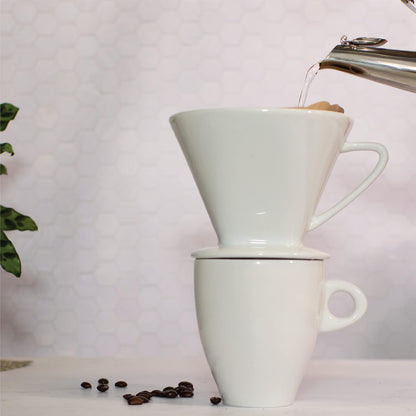 Cilio C105179 Porcelain Coffee Filter/Holder Pour-Over, 6/Large, White