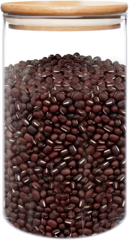 umieo 50oz (1400ml) Glass Jar with Lid Airtight Food Storage Container Bamboo Large Clear Canisters Hold Coffee Beans Candy Nuts Sugar
