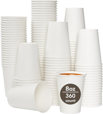 360 Count 8 oz Paper Cups, Disposable Paper Coffee Cups 8 oz,Hot Beverage Drinking Cups for Water Juice or Tea,Perfect for Office Home Party