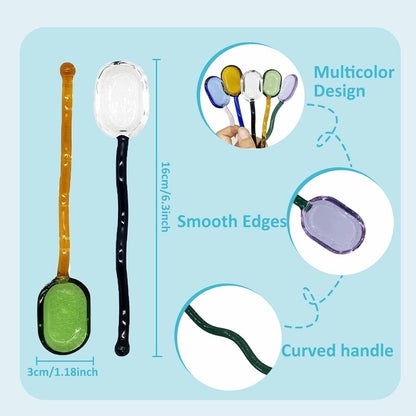 5 Pieces Coffee Spoons, Glass Coffee Stirring Spoon, Espresso Stirring Spoon, Coffee Teaspoons, 6inch Coffee Stirrers for Tea Cocktail Milkshake Cold Drink Home Bar Party