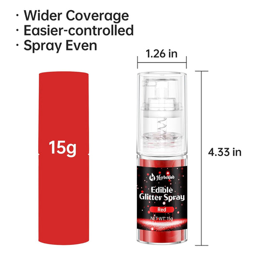 Red Edible Glitter Spray - 15g Edible Red Glitter for Cakes Food Grade Shimmer Powder Cake Spray for Cookie Decorating Chocolate Strawberry