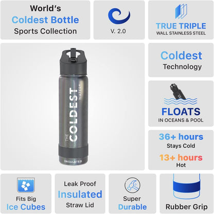 Coldest Insulated Water Bottle with Straw Lid - Stainless Steel Metal Insulated Bottle for Men & Women (Stardust Glitter, 24 oz)