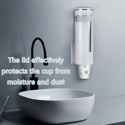 Cup Dispenser, Wall Mount Water Cooler Cup Dispenser fits 4-7 oz Disposable Paper and Plastic Cups, Pull Type Cup Holder for Bathroom, Office, Break Room, Gym, White