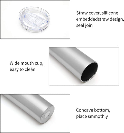 HASLE OUTFITTERS 20 oz Skinny Tumbler, Stainless Steel Insulated Slim Tumbler with Lid, Reusable Double Wall Travel Coffee Mug, Durable Powder Coated Travel Water Cup(Stainless Steel, 1)
