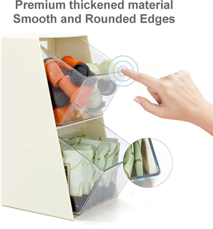 2 Pack Coffee Pod Holder K Cup Storage Organizer for Home Office Bar Countertop Organiser Bins for Coffee Station Counter Container for Tea bag Sugar Creamer Filter White