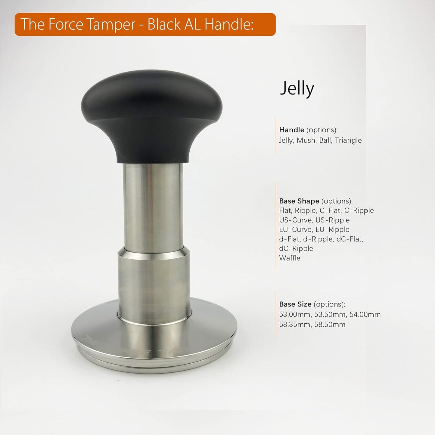 The Force Tamper Automatic Impact Coffee Tamper Adjustable Const Pressure and Autoleveling Standard Set New (Jelly, 58.50mm)