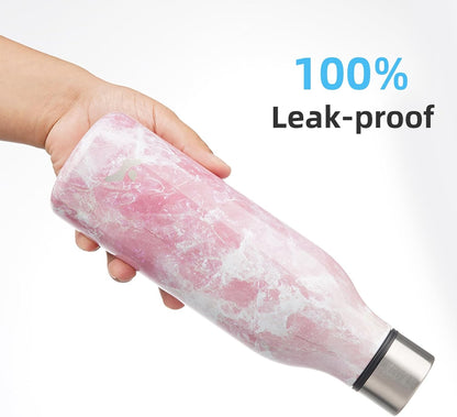 Insulated Water Bottle with Strap,18 oz Double Wall Stainless Steel Vacuum Bottles Metal Water Flask,Blossom