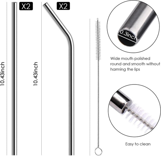 Reusable Straw,Stainless Steel Straws,Drinking Straws Fit for Standley 30 OZ,4 + 1 Cleaning Brush for 20/30 Oz for Yeti/RTIC/Ozark/Reduce/Trail and More Brand Tumblers
