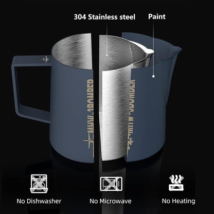 MHW-3BOMBER Espresso Steaming Pitcher Milk Frothing Pitcher Stainless Steel Milk Coffee Cappuccino Latte Art Barista Cup (Matte Blue, 16.9oz/500ml) P5014MB-OS