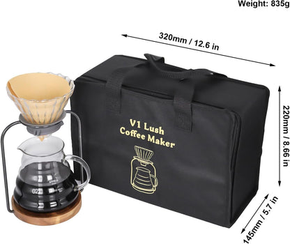 SOTECH Pour Over Coffee Dripper Set, Filter Holder Glass Server with Paper Coffee Filters Manual Stand for Tea and Saffron