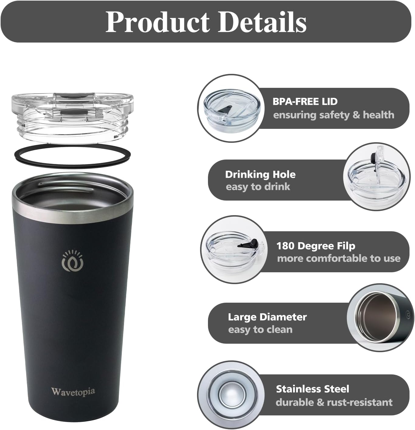 Insulated Coffee Mug with Lid, Reusable Stainless Steel Travel Coffee Cup, 16 Oz Double Wall Vacuum Spill Proof Tumbler Cups for Men and Women Hot & Cold Drinks（Forest）