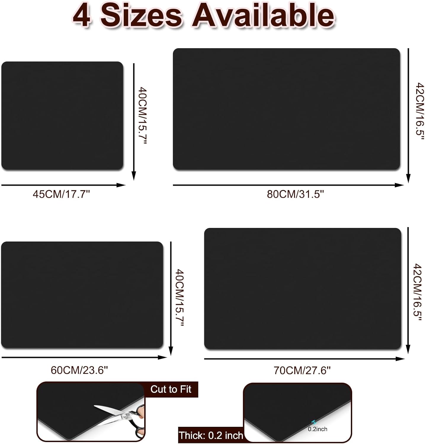 BLESWIN Dish Drying Mat for Kitchen, 15.7'' x 23.6'' Coffee Bar Mat for Countertops, Coffee Station Mats with Non-slip Rubber Backed, Absorbent Dish Dying Mat for Kitchen Counter, Black