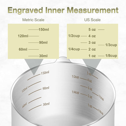 1PCS 3/4Cup (180ml, 6oz) Single Measuring Cup, Etched Inner Scale Stainless Steel Measure Scoop, Metric and US Measurement, Dishwasher Safe
