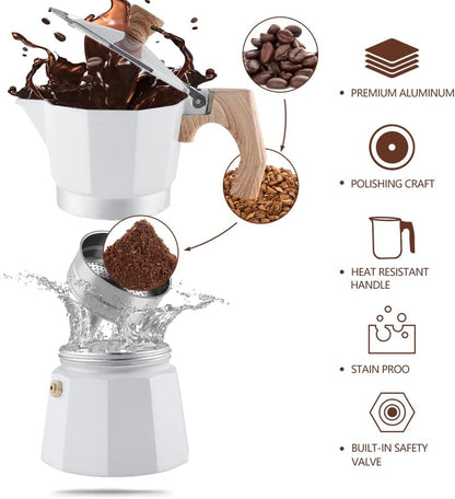 wedrink Stovetop Espresso Maker 3 Cups Moka Pot Cuban Coffee Maker Stovetop Coffee Maker Moka Italian Espresso(150ml)