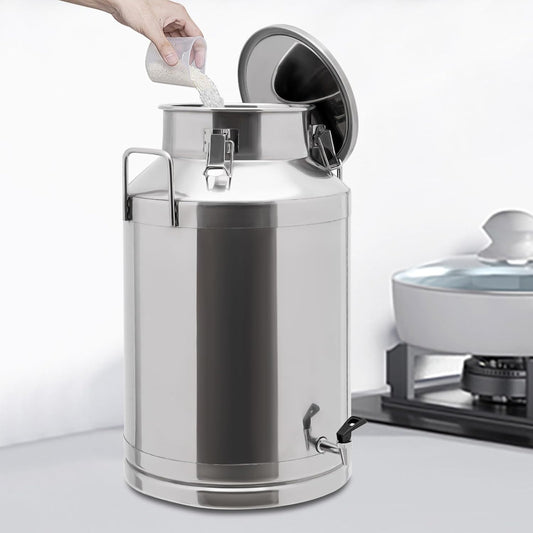 Stainless Steel Milk Bucket With Faucet, Large Liquid Container Storage,Stainless Steel Milk Can With Sealing Lid and Carry Handle,for Wine(60L/15.9 Gal,w/Faucet)