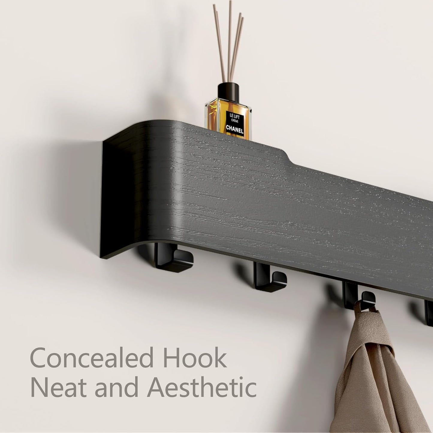 Coat Rack Wall Mount Entryway Organizer Modern Key Holder Wall Mount with Wooden Shelf Entryway Hooks for Bedroom Kitchen Hallway Bathroom for Hanging Coats Hats Bags Towels