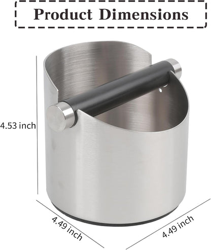 Italian Espresso Tapping Box, Stainless Steel Coffee Grinding Tapping Box, With Detachable Tapping Rod And Anti Slip Rubber Base (Silver-S)
