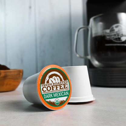 Fresh Roasted Coffee, Organic Dark Mexican | Mold & Myco 3rd Party Tested, USDA Organic, Kosher | Dark Roast 24 Pods for K Cup Brewers