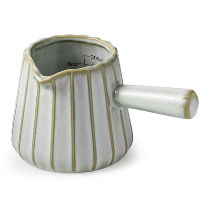Espresso Cups, Ceramic Espresso Measuring Cup with Handle, Expresso Shots Cups with Scale, Espresso Accessories, 200ML /6 OZ, Light Green