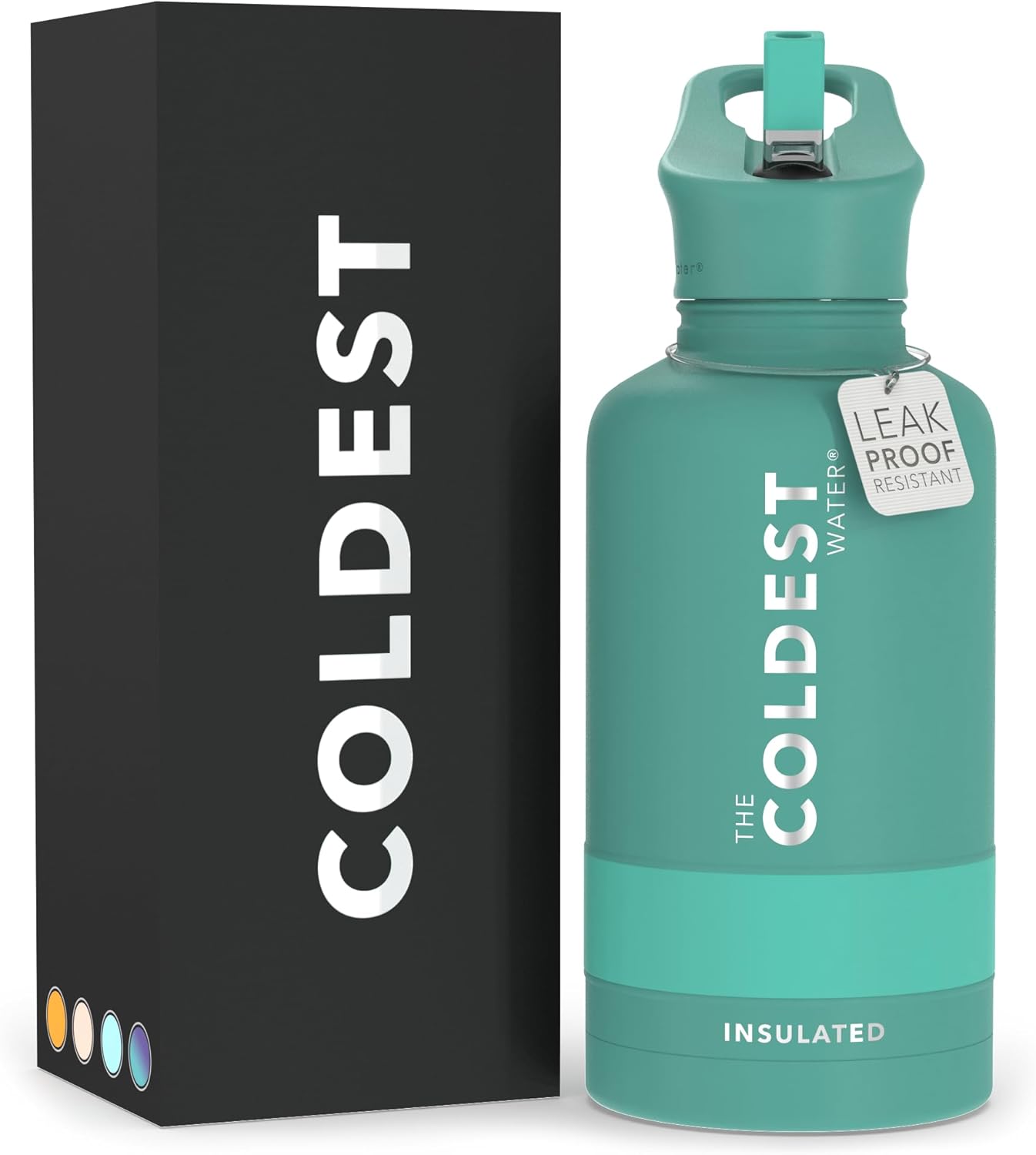 Coldest Insulated Water Bottle with Straw Lid - Stainless Steel Metal Insulated Bottle for Men & Women (Terraform Green, 64 oz)