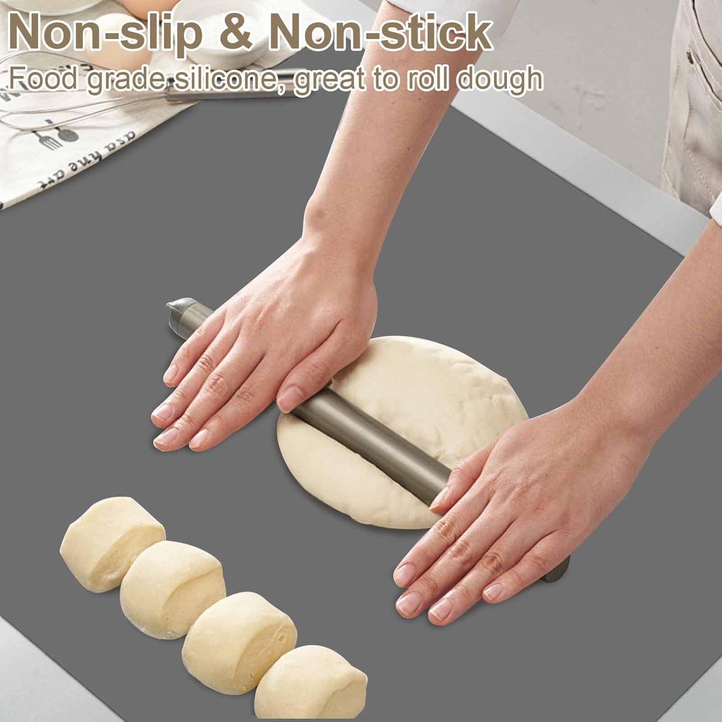 120"x24"(305cmx60cm) Large Silicone Kitchen Counter Mat, Heat Resistant Non-Slip Countertop Protector, Waterproof Multipurpose Mat for Kitchen Island, Black