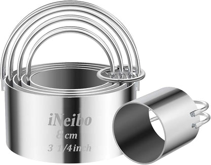 iNeibo Professional Baking Tools Biscuit Cutter Set Dough Blender/Cutter Round Cookies Cutter with Handle + Pastry Scraper+Egg Separator Heavy Duty Baking Dough Tools Pastry Utensils (Baking Tools)
