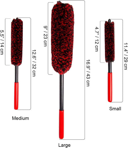 Soft Brsuh Wheel Brushes Set (3 Pack) - 3 Szie Synthetic Soft brsuhie Brush, 1x Car Detail Brush, Wheel Soft brsuhies Cleaning Brush for Car Rim Wheel Washing…