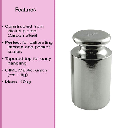 American Weigh Scales Calibration Weight for AWS Digital Scale, Carbon Steel, Chrome Plated, Chrome Finish, 10KG (10KGWGT)