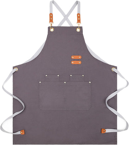 Lisianthus 2 Pack Adjustable Bib Aprons for Women with Pockets, Men's Kitchen Cooking Apron