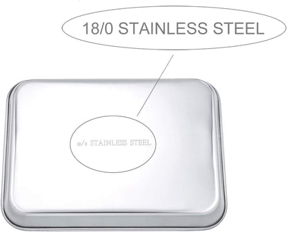 P&P CHEF 10.5 Inch Baking Cookie Sheet, Oven Pan Tray Stainless Steel Sheet Pan for Kitchen, Oven Bakeware for Multi Uses, Shiny Look & Dishwasher Safe, Healthy & Heavy Duty, 4Pcs