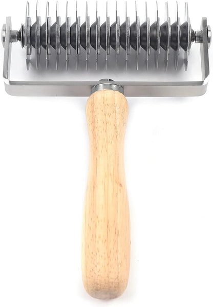 Lattice Roller Cutter Stainless Steel Lattice Pastry Cutter with Wood Handle, Dough Lattice Roller, Tool Kitchen Roller Cutter for Making Biscuits, Bread, Pizza, Cookie, and Pastry