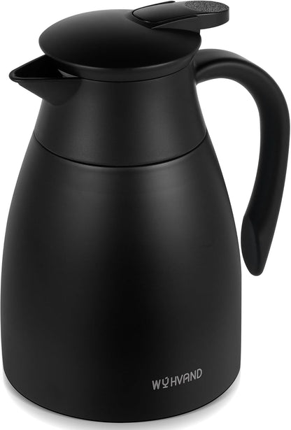 34 Oz Thermal Coffee Carafe, Stainless Steel Insulated Vacuum coffee crafts to keep coffee hot, 1 Liter Tea Water Coffee and Beverage Dispenser (Black)