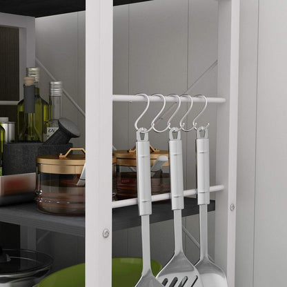 DlandHome Standing Baker's Rack Appliance Table Small Rolling Cart, 3-Tier Kitchen Rack Utility Storage Shelf Microwave Stand, W4-Black