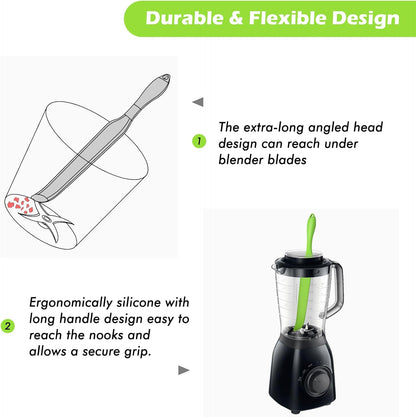 Demao Silicone Blender Spatula & Scraper for Vitamix - Under-Blade & Jar Accessory with Long Handle, Nonstick Surface and Hanging Holes (Green)