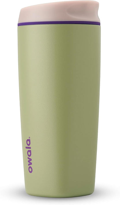 Owala SmoothSip Insulated Stainless Steel Coffee Tumbler, Reusable Iced Coffee Cup, Hot Coffee Travel Mug, BPA Free, 20 oz, Green (Hip Cactus)