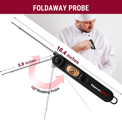 ThermoPro Digital Meat Thermometer with Temperature Indicator, Instant Read Food Thermometer with Probe and Backlight for Oil Deep Fry Smoker BBQ Grill Kitchen Candy
