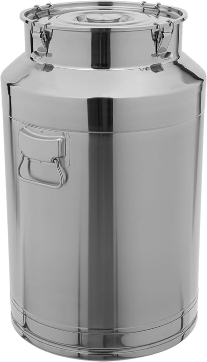 11.81in Thickened Stainless Steel Milk Can Large Liquid Container Storage,Stainless Steel Milk Bucket With Sealing Lid and Carry Handle,for Wine, Oil Storage Transport (76L/20Gal)