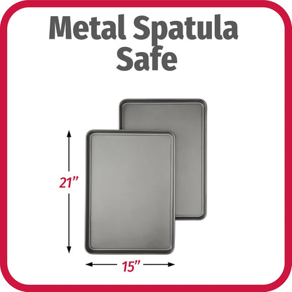 GoodCook Everday Nonstick Carbon Steel 15” x 21” Baking Sheet Set, 2 Pack – Extra-Large Carbon Steel Cooking Pans, Bakeware Set, Cookie Sheets for Baking, Oven Pan Set