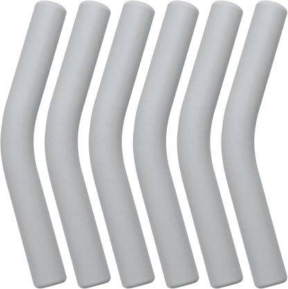 6Pcs Metal Straw Silicone Tips 5/16 IN Wide(8mm Outer Diameter) Food Grade Rubber Straw Covers Gray Flex Elbow Straw Replacement Tip for Stainless Steel Metal Straws