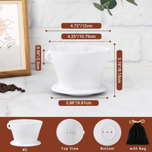 Segarty Camping Pour Over Coffee Maker, White Collapsible Silicone Coffee Dripper Single Cup with Storage Bag, Cone Filter Drip Holder, Slow Brewer for Travel, Backpacking