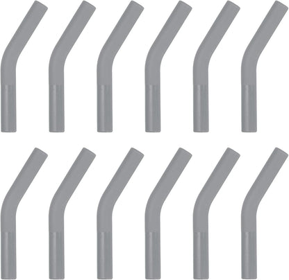 uxcell 12Pcs Silicone Straw Tips, Silicone Straw Elbows Tip, Soft Reusable Metal Straw Covers Fit for 8mm/0.31" OD Stainless Steel Straws, Grey
