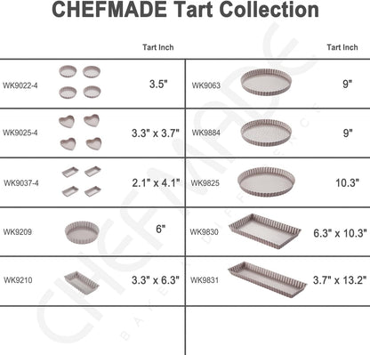 CHEFMADE Tart Pan, 7 Inch Non-Stick Quice Pan with Removable Loose Bottom for Oven Bake(Champagne Gold)