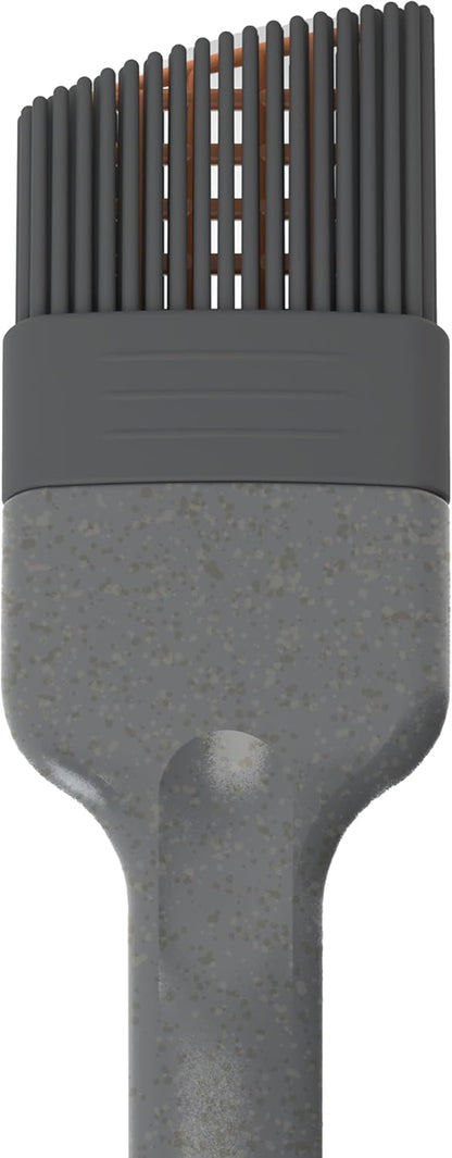 Zyliss Silicone Basting Brush - Heat-Resistant Non-Shedding Bristles with Center Grid for Better Coverage - Curved Handle, Eco-Friendly Wheat Straw Grip Ideal for Grilling & Baking - Dishwasher Safe