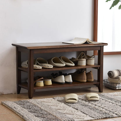 XKZG Storage Bench Wooden Shoe Rack Bench Rustic Solid Wood Entryway Bench (Brown,31.5")