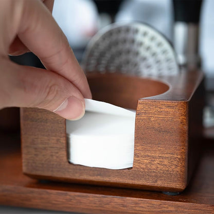 2 IN 1 Holder Stand For the Coffee Filter Paper and Espresso Puck Screen,Sapele Premium Solid Wood Organizer For Tidying Espresso Accessories(Filter Not Included) (for 51/54mm)