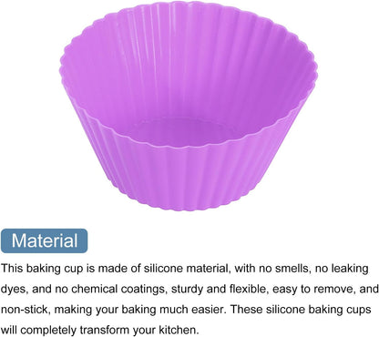 uxcell 36Pcs Silicone Cupcake Liners, Non-Stick Baking Cups, for Cooking Eggs, Baking Muffins and Make a Cake(Purple)